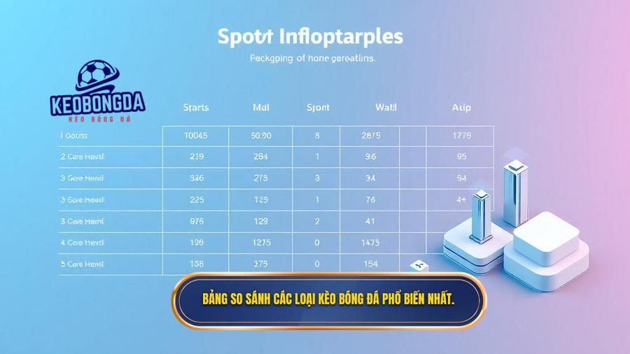 Bảng so sánh các loại kèo bóng đá phổ biến nhất.